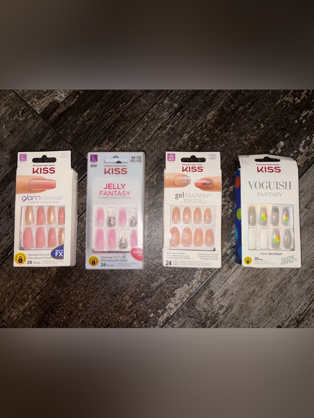 KISS Press-On Nail Set Bundle - Pink, Peach & Iridescent White
